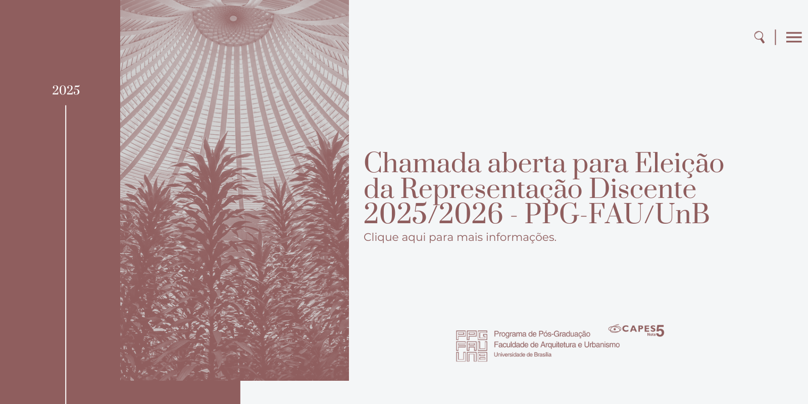 Chamada aberta para Eleição da Representação Discente 2025/2026 - PPG-FAU/UnB